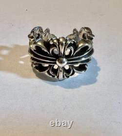 Bague ajustable vintage gothique authentique en argent sterling Chrome Hearts