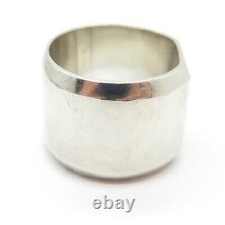 Bague cigare en argent sterling 925 vintage avec bloc sculpté et bord conique, taille 8.5