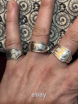 Bague cuillère en argent sterling, lot de 3 bagues tailles 8, 8 et 10, ajustables