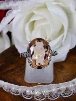 Bague de cocktail vintage en citrine, en argent sterling, avec gemme ovale, bague de mariage