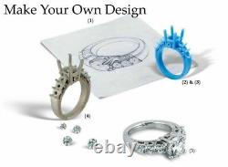 Bague de fiançailles en moissanite taille coussin de 2 ct, sertie pavé, plaquée or blanc 14K