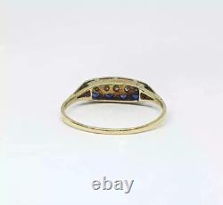 Bague de fiançailles en or 14k FN avec diamant saphir créé en laboratoire de style vintage Art Déco