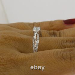 Bague de fiançailles mariage vintage en argent sterling massif avec diamant simulé rond