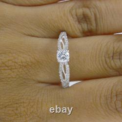 Bague de fiançailles mariage vintage en argent sterling massif avec diamant simulé rond