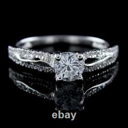 Bague de fiançailles mariage vintage en argent sterling massif avec diamant simulé rond