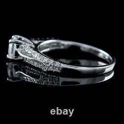 Bague de fiançailles mariage vintage en argent sterling massif avec diamant simulé rond