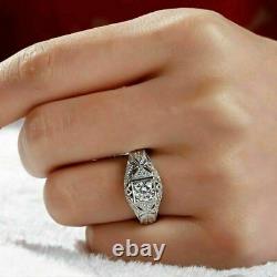 Bague de fiançailles solitaire vintage en argent sterling 925 avec moissanite taillée en rond de 1,5 carats