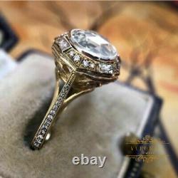 Bague de fiançailles vintage en argent massif 925 sterling avec zircon cubique rond blanc brillant de 3 carats