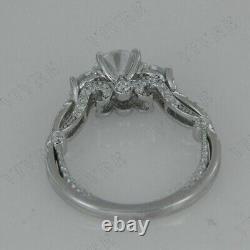 Bague de mariage ancienne en argent sterling 925 avec diamant blanc de 2,50 Ct de style Art Déco vintage