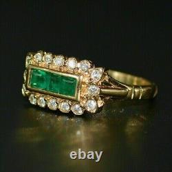 Bague de mariage en argent 925 avec une émeraude verte à taille Asscher vintage de style Art Déco