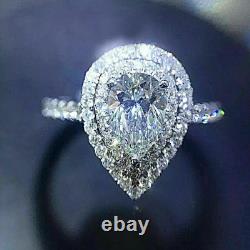 Bague de mariage en argent sterling 925 avec diamant blanc de 2,80 carats antique vintage Art Déco