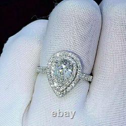 Bague de mariage en argent sterling 925 avec diamant blanc de 2,80 carats antique vintage Art Déco