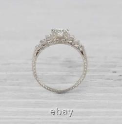 Bague de mariage vintage Art Déco en argent sterling 925 avec diamant blanc de 2,50 ct antique.