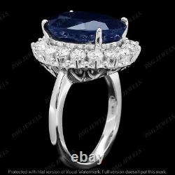 Bague de mariage vintage en argent sterling 925 avec saphir bleu lab-créé taille ovale de 5 carats