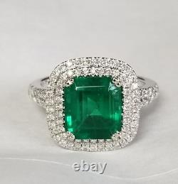 Bague de mariage vintage pour femme en argent sterling 925 avec émeraude taillée en émeraude simulée