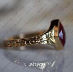 Bague empilable vintage en argent sterling 925 avec diamants en forme de cerf-volant rubis 8x4mm