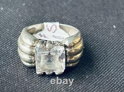 Bague en Argent Sterling Vintage 925 avec Pierre Saphir, Lourd et Grand, USA