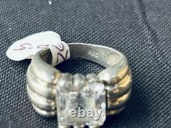 Bague en Argent Sterling Vintage 925 avec Pierre Saphir, Lourd et Grand, USA