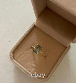 Bague en Argent en Agate Mousse Taille Émeraude Unique Style Boho Bague de Fiançailles