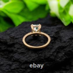 Bague en Argent en Agate Mousse Taille Émeraude Unique Style Boho Bague de Fiançailles