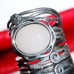 Bague en argent sterling 925 5,00 ct jade solitaire taille 6 vintage fait main 7,5 gr Didae