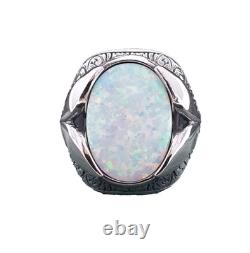 Bague en argent sterling 925 avec pierre opale, bijou pour homme fait main, cadeau vintage