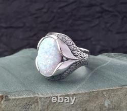 Bague en argent sterling 925 avec pierre opale, bijou pour homme fait main, cadeau vintage