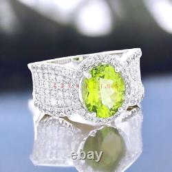 Bague en argent sterling 925 avec pierre précieuse de péridot en taille ovale pour homme #E335