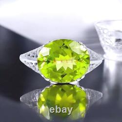Bague en argent sterling 925 avec pierre précieuse de péridot taillée en ovale pour homme #E336