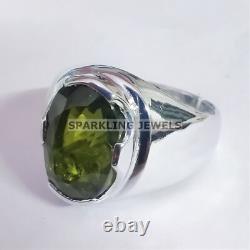Bague en argent sterling 925 avec taille ovale de péridot vif pour homme #A59