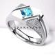 Bague En Argent Sterling 925 Avec Topaze Bleue Taill&eacute;e Ronde Pour Homme #d446