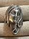 Bague En Argent Sterling 925 Figurative Femme Déesse Visage Art Nouveau Vintage