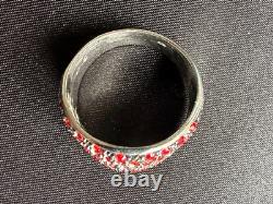 Bague en argent sterling 925 vintage magnifique - Cristaux rouges et blancs taille 10