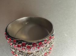 Bague en argent sterling 925 vintage magnifique - Cristaux rouges et blancs taille 10