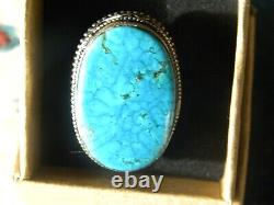 Bague en argent sterling avec turquoise web bleu vintage, taille 6-1/2