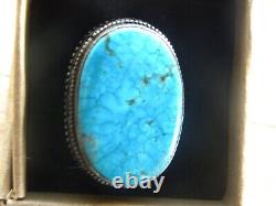 Bague en argent sterling avec turquoise web bleu vintage, taille 6-1/2