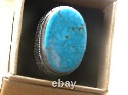 Bague en argent sterling avec turquoise web bleu vintage, taille 6-1/2