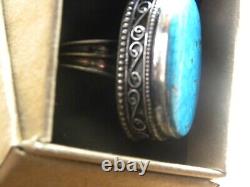Bague en argent sterling avec turquoise web bleu vintage, taille 6-1/2