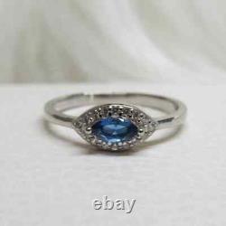 Bague en argent sterling vintage avec œil maléfique en saphir bleu