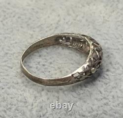 Bague en argent sterling vintage en filigrane design complexe poinçonnée 800 Allemagne
