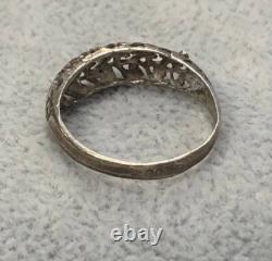 Bague en argent sterling vintage en filigrane design complexe poinçonnée 800 Allemagne