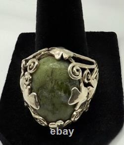 Bague en argent sterling vintage pour homme avec marbre de Connemara, trèfle d'Irlande, taille 10