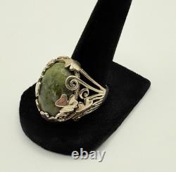 Bague en argent sterling vintage pour homme avec marbre de Connemara, trèfle d'Irlande, taille 10