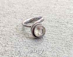 Bague en argent sterling vintage, verre, taille 11, ronde, moderne, avant-garde, abstraite