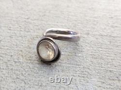Bague en argent sterling vintage, verre, taille 11, ronde, moderne, avant-garde, abstraite