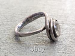 Bague en argent sterling vintage, verre, taille 11, ronde, moderne, avant-garde, abstraite