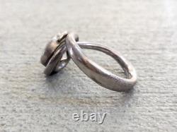 Bague en argent sterling vintage, verre, taille 11, ronde, moderne, avant-garde, abstraite