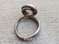 Bague en argent sterling vintage, verre, taille 11, ronde, moderne, avant-garde, abstraite