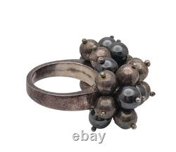 Bague en charme à perles en argent sterling vintage 950 argent