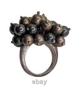 Bague en charme à perles en argent sterling vintage 950 argent